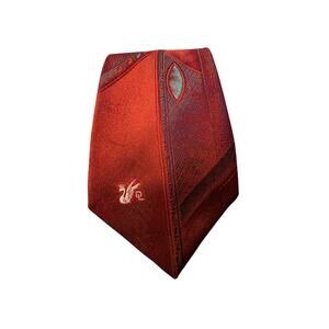 Don‎ Loper Beverly Hills Red Silk Necktie Geometric Woven Pattern
